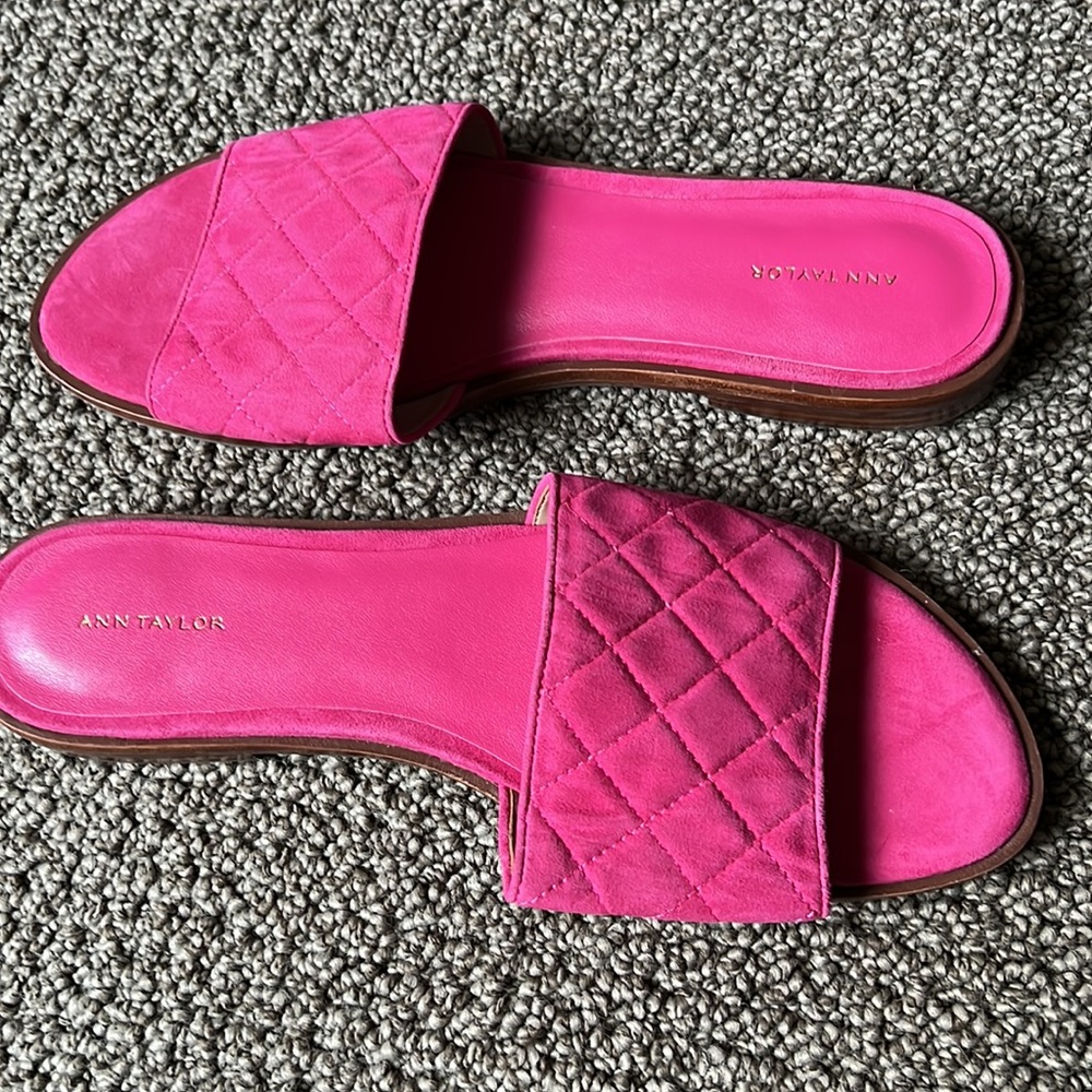 Ann Taylor Lyra Rose Suede Quilted Slide Sandal Size 11M - Picture 3 of 5